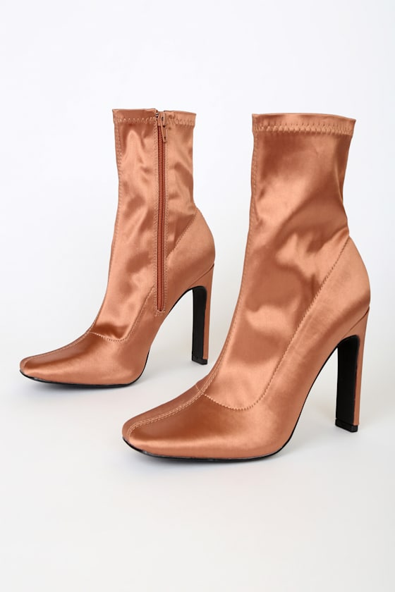 Loriah Rose Satin Square Toe Mid-Calf Boots 3