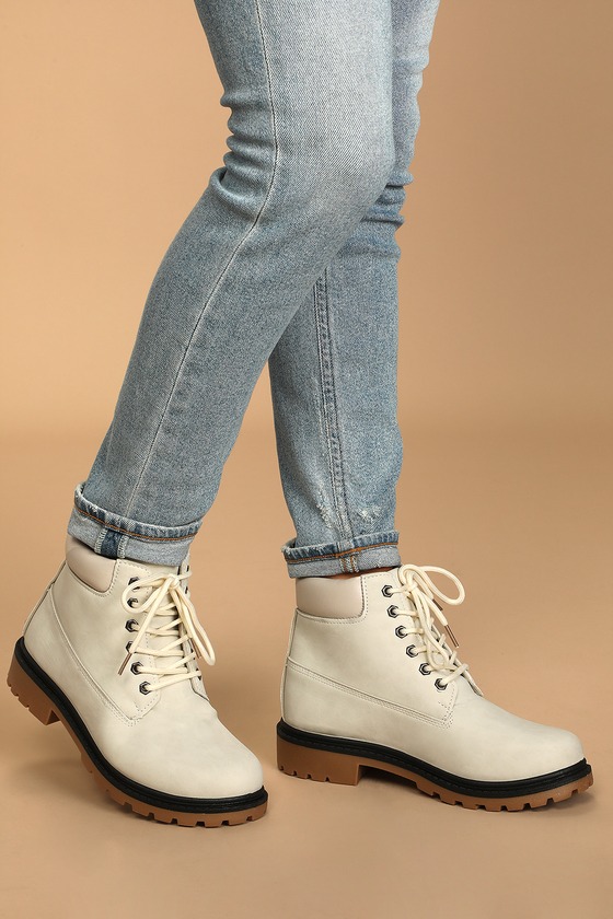 Tiana Bone Lace Up Ankle Boots