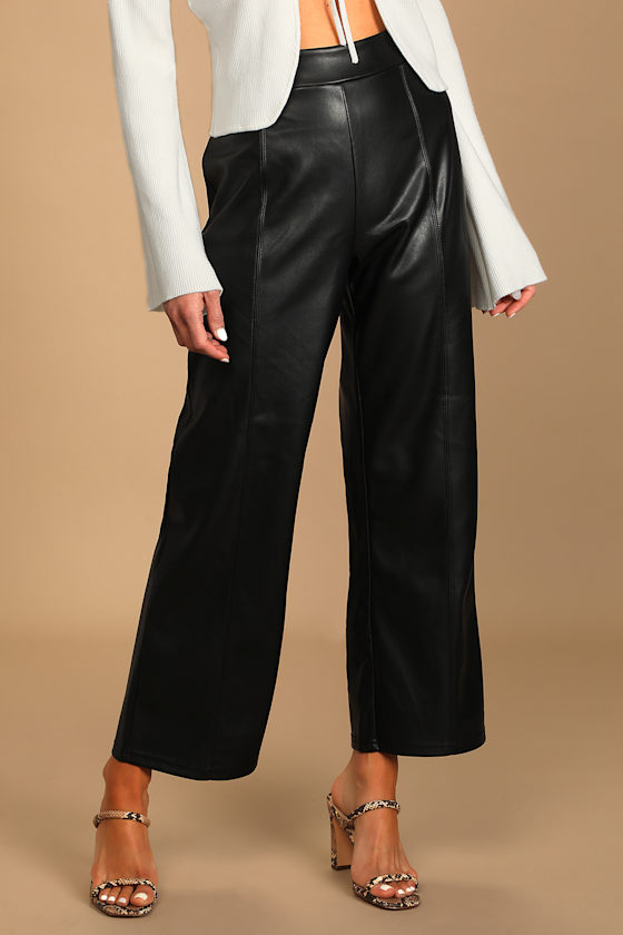 Make Headlines Black Vegan Leather Straight Leg Pants 3