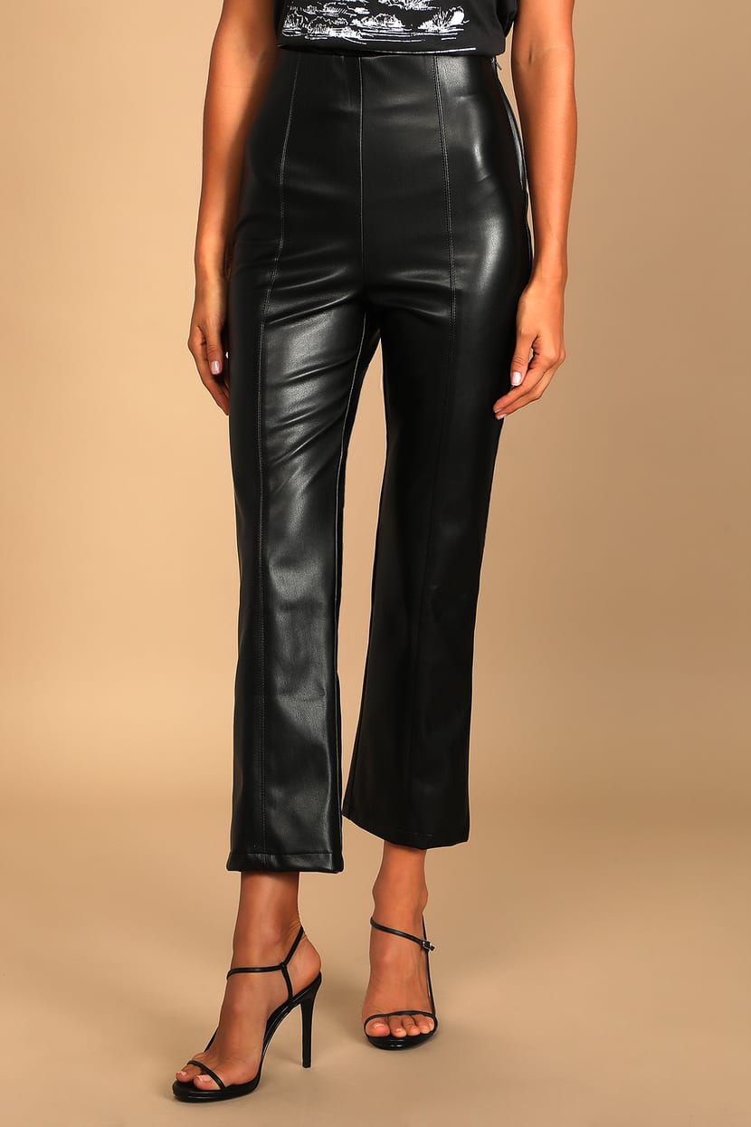 Black Vegan Leather Pants - High-Waisted Leather Pants - Pants - Lulus