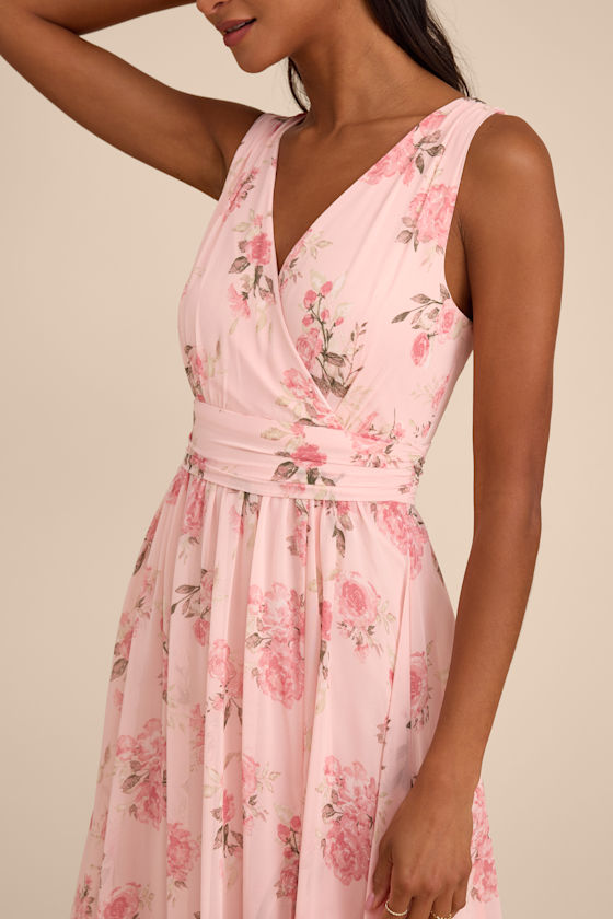 Heavenly Hues Blush Floral Surplice Maxi Dress 2