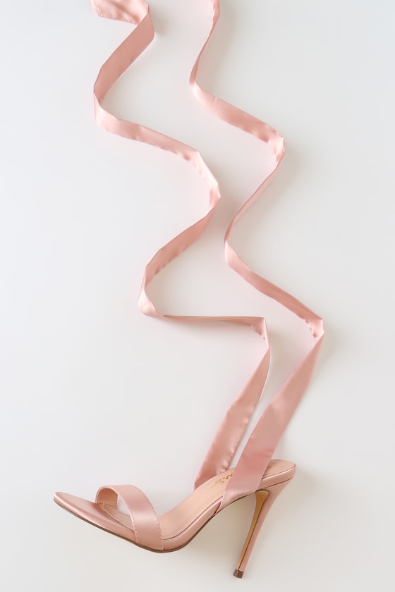 Pink Satin Round Toe Corsage High Heeled Sandals | PrettyLittleThing QA
