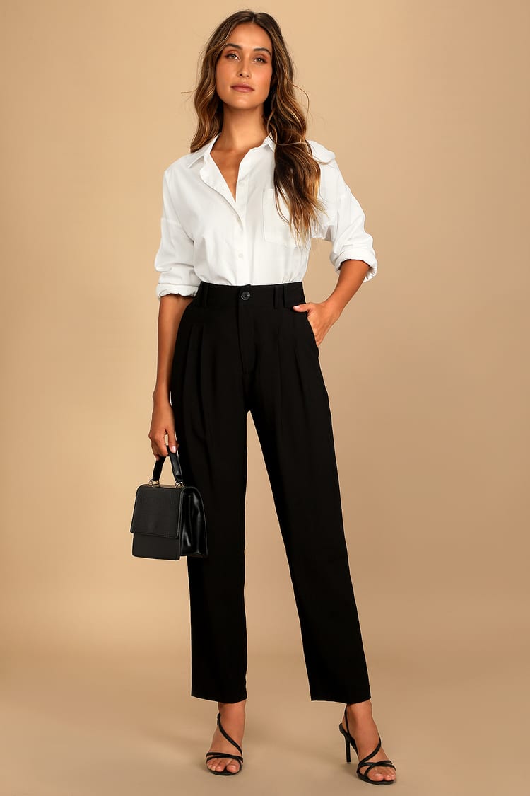 Chic Office Pants - Black Trouser Pants - High Waisted Pants - Lulus