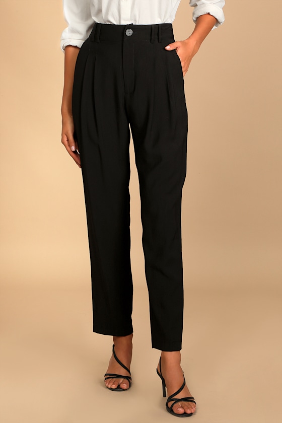 Chic Office Pants - Black Trouser Pants 