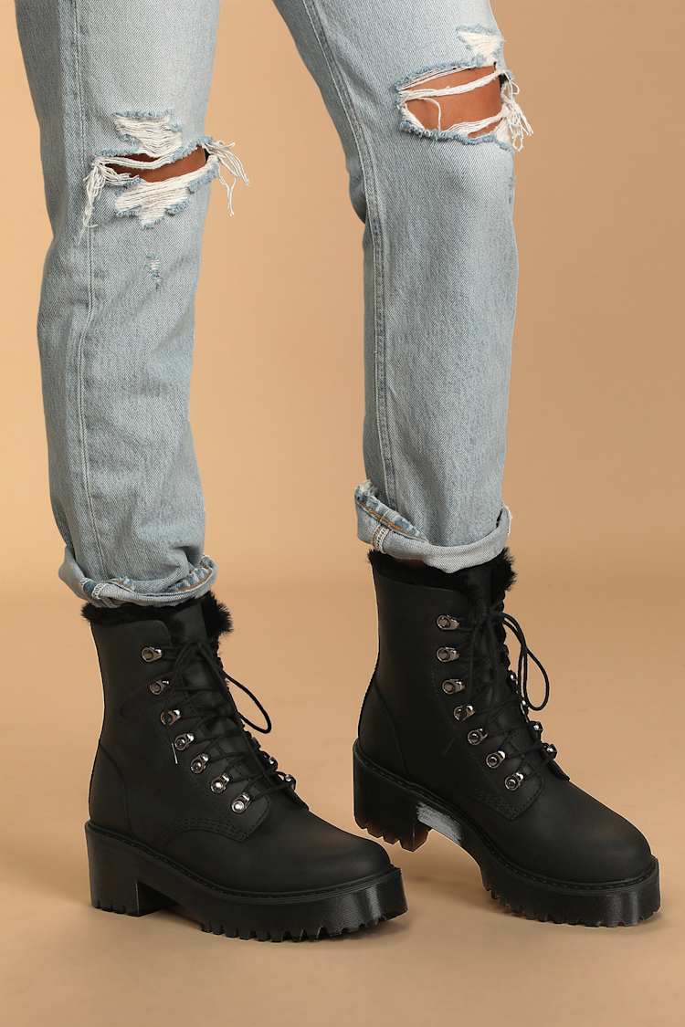 ankle boots dr martens leona faux fur boots