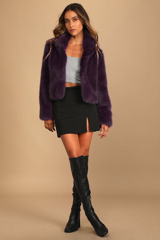Magnificent Style Plum Purple Faux Fur Coat 7