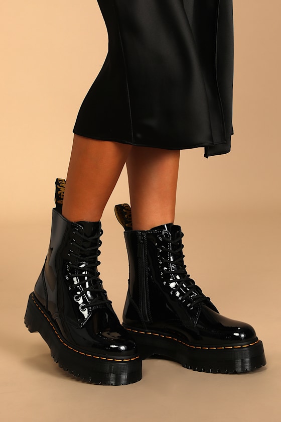 Jadon Black Patent Lamper Leather 8-Eye Platform Boot 5