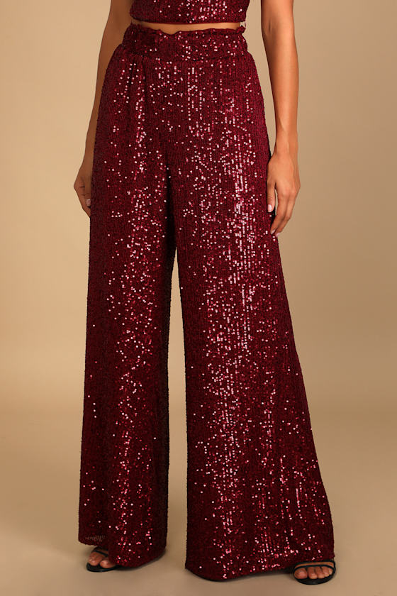 Vera Wide Pants Wine Red