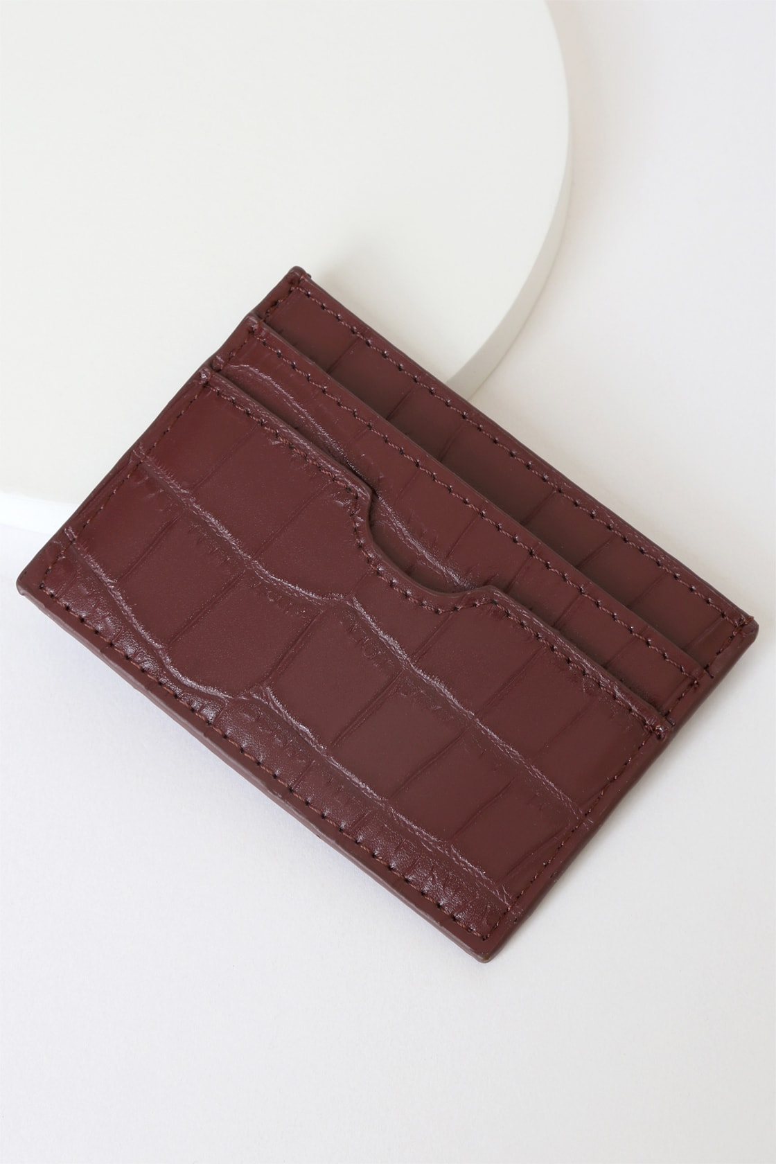 Got You Girl Burgundy Crocodile-Embossed Card Case