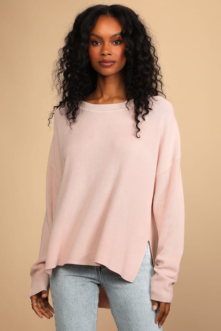 Blush Pink Sweater - Oversized Tunic Sweater - High-Low Sweater - Lulus
