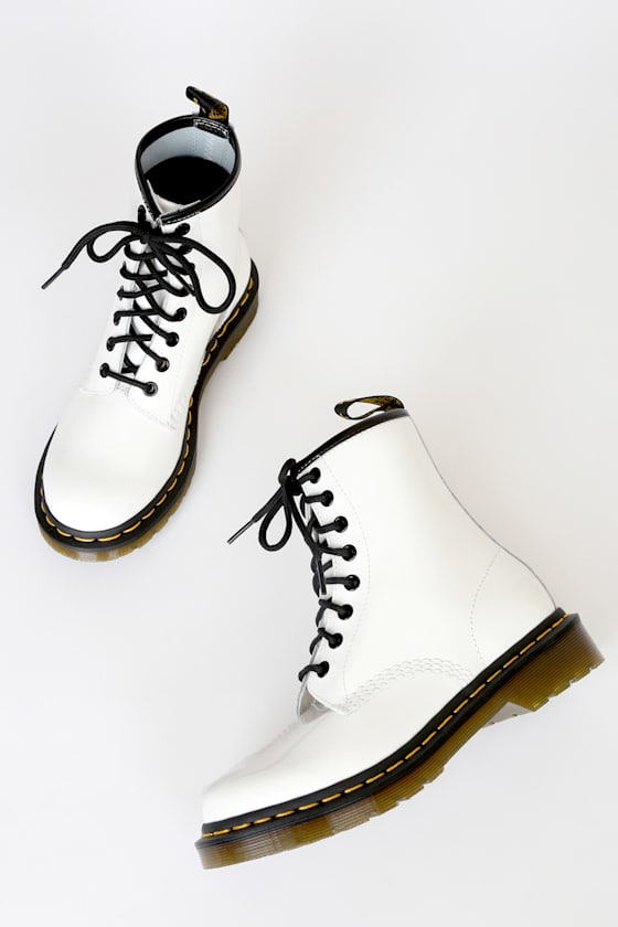 Dr. Martens 1460 W White - Patent Leather Boots - Patent Docs - Lulus