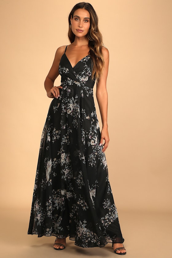Made to Flaunt Black Floral Print Maxi Dress 5