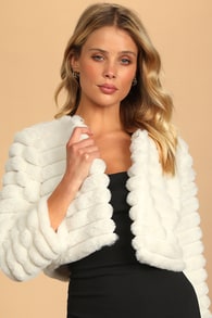 Live for Luxe Ivory Cropped Faux Fur Jacket