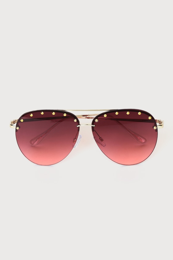 Call for Style Rose Pink Studded Aviator Sunglasses