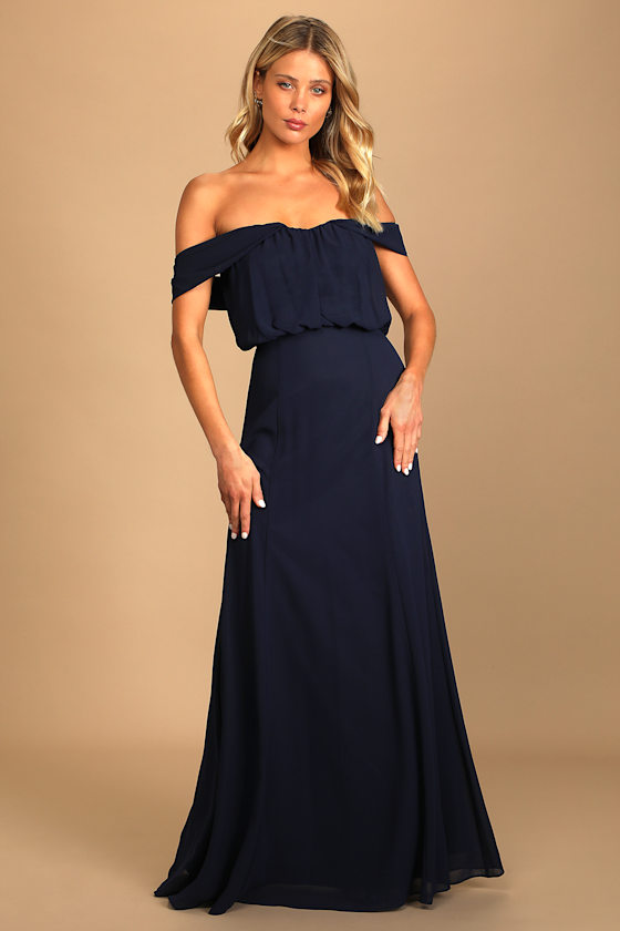 Enduring Love Navy Blue Off-the-Shoulder Maxi Dress 5