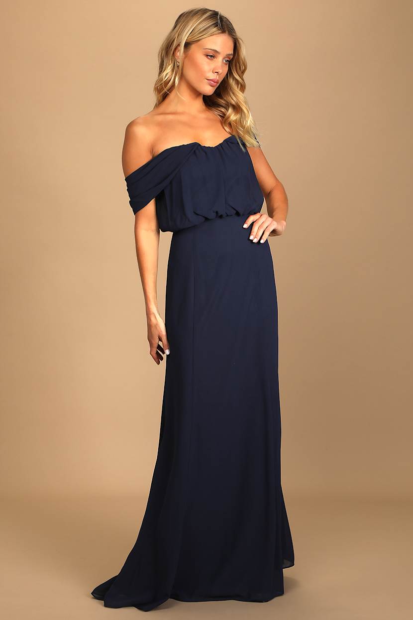 chinese dress ladies Lyra Elegant Backless Navy Maxi Dress L