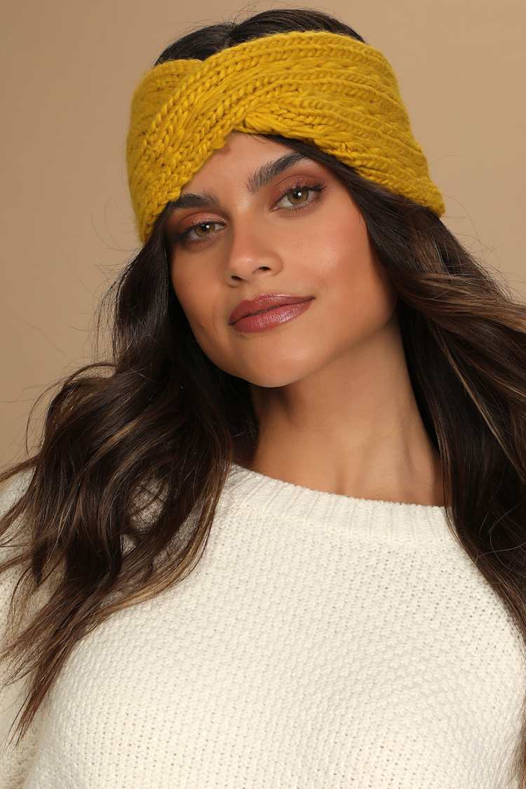 Mustard Yellow Headband - Knit Headband - Knotted Heaband  display picture 2