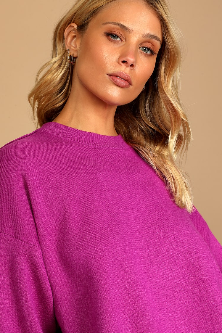 Warm Wonders Magenta Knit Crew Neck Sweater