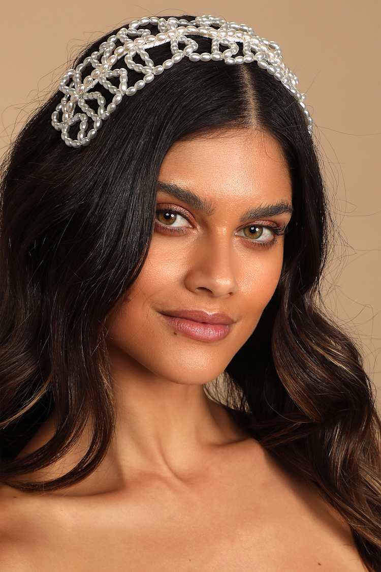 White Headband - Pearl Headband - Beaded Headband - Hair  display picture 1