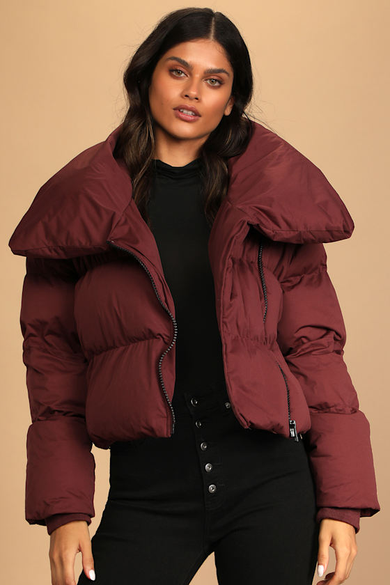 Burgundy Jacket Cropped Jacket Puffer Jacket Quilted Jacket Lulus