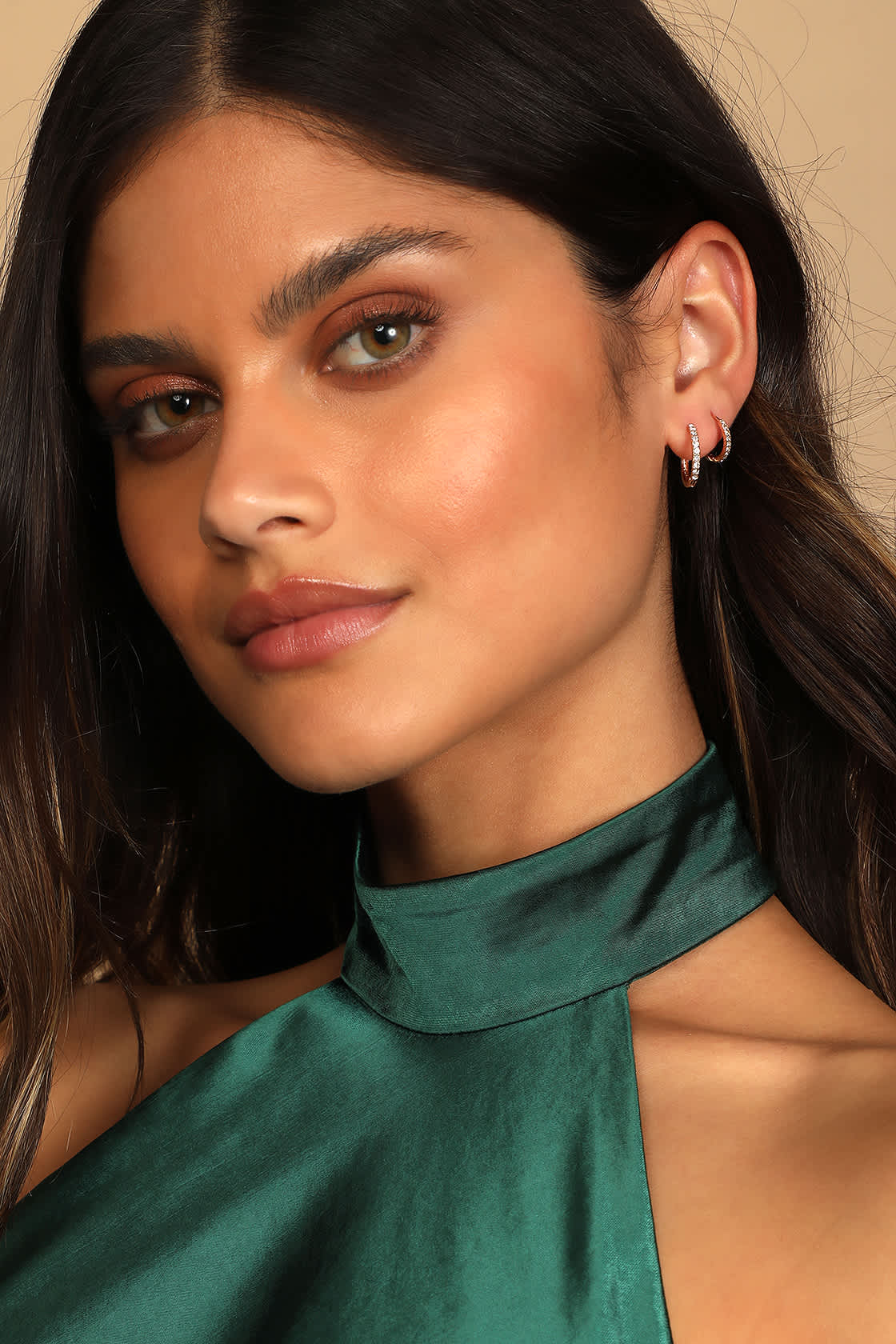 Chic Gold Earrings Rhinestone Earring Set Hoop Earring Set Lulus