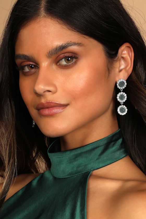 Forever Dazzling Blue Rhinestone Drop Earrings 1