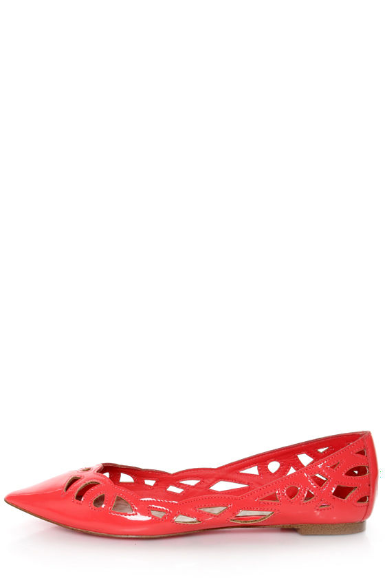 Betsey Johnson Emmi Coral Patent Cutout Pointed Toe Flats - $79.00 - Lulus