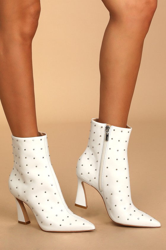 Buy BLACK STUDDED DETAIL BLOCK HEEL ANKLE BOOTS for Women Online in India