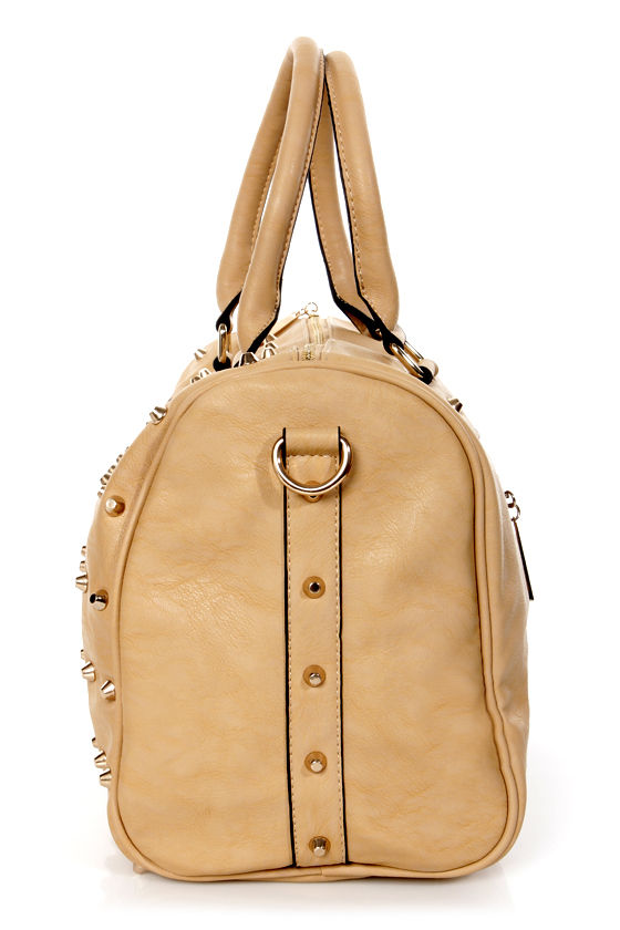 Chic Studded Handbag - Beige Tote - Oversized Purse - $46.00