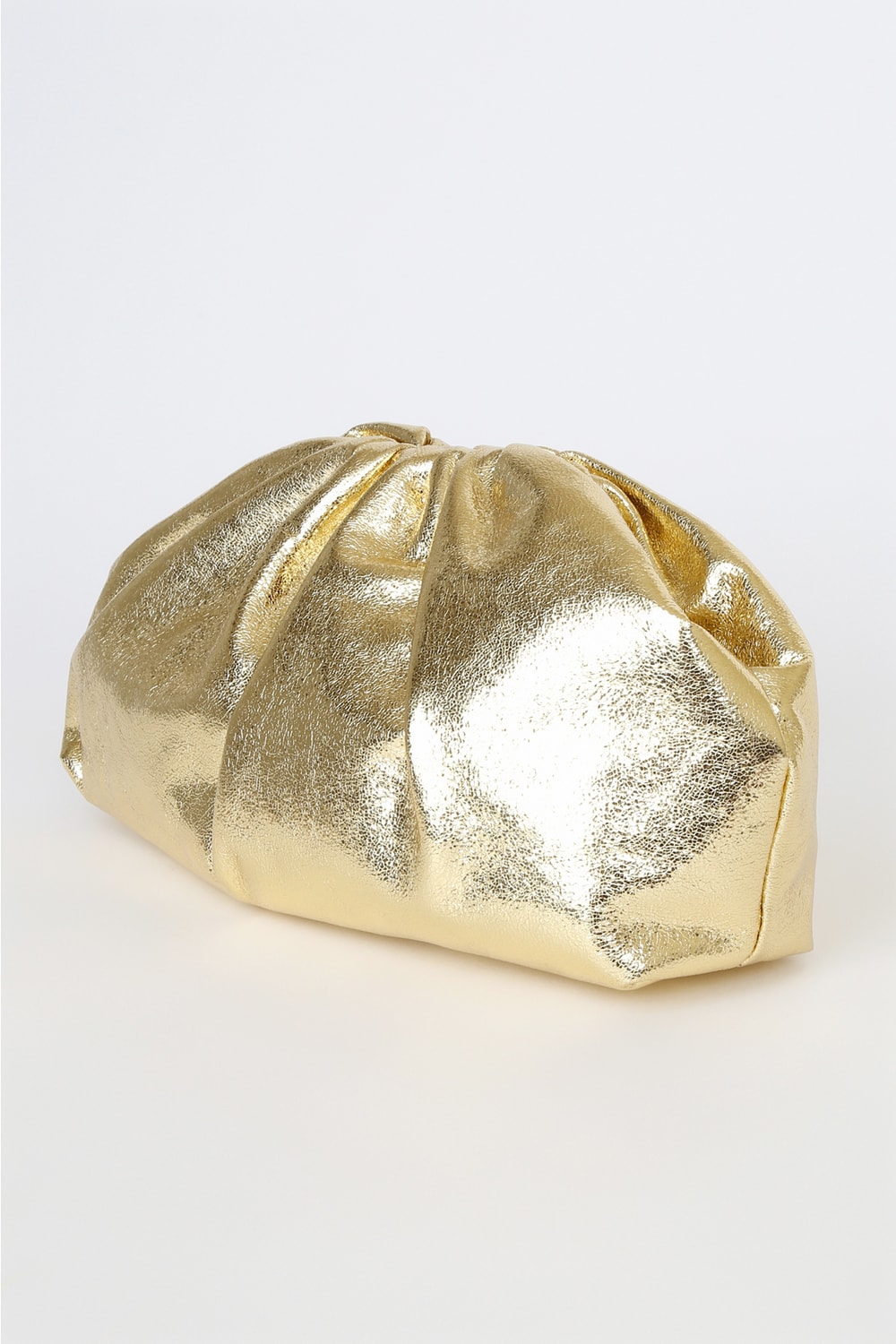 Get Your Trend On Metallic Gold Ruched Clutch