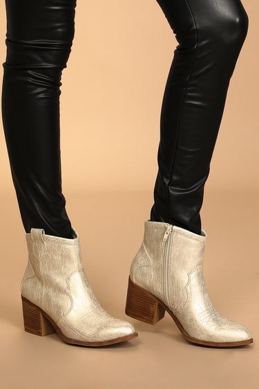 Dirty Laundry Unite Metallic Natural Ankle Booties
