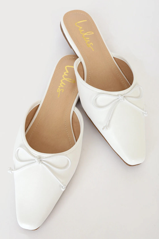 Carleigh White Ballet Mule Slides 1