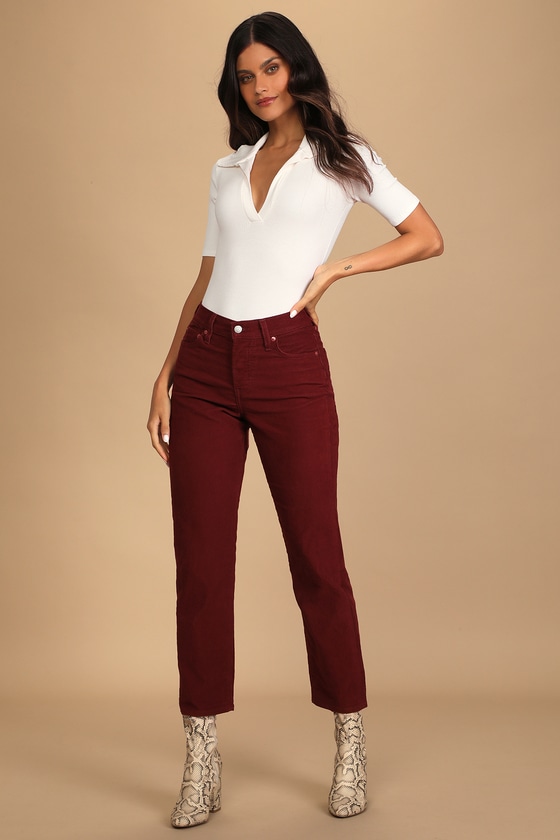 Buy Levis Beige Corduroy Pants Straight and High Mom Velvet Online in  India  Etsy