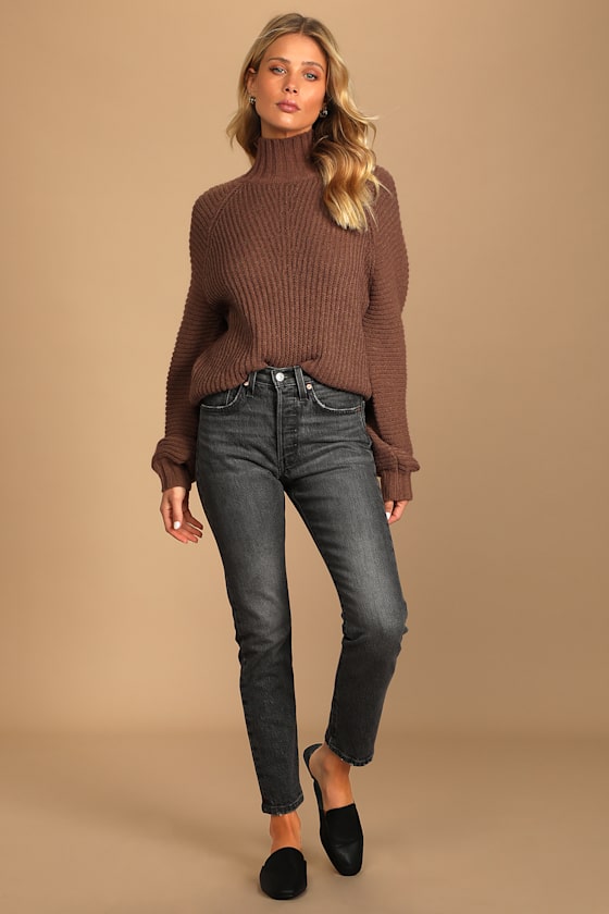 Wonderful Weather Brown Ribbed Turtleneck Sweater 5