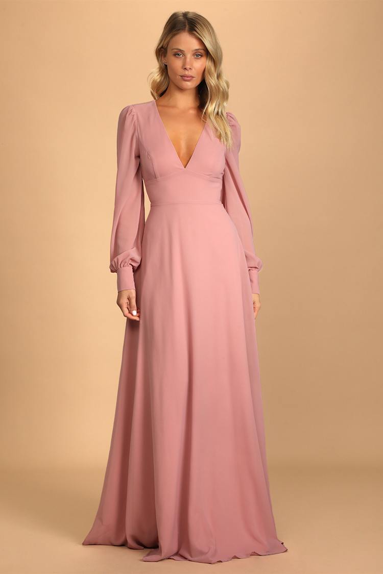 pink long sleeve backless dress Neon Pink / 00 main image 1