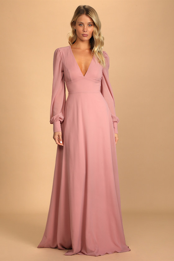 Talk About Divine Blush Long Sleeve Backless Maxi Dress 5