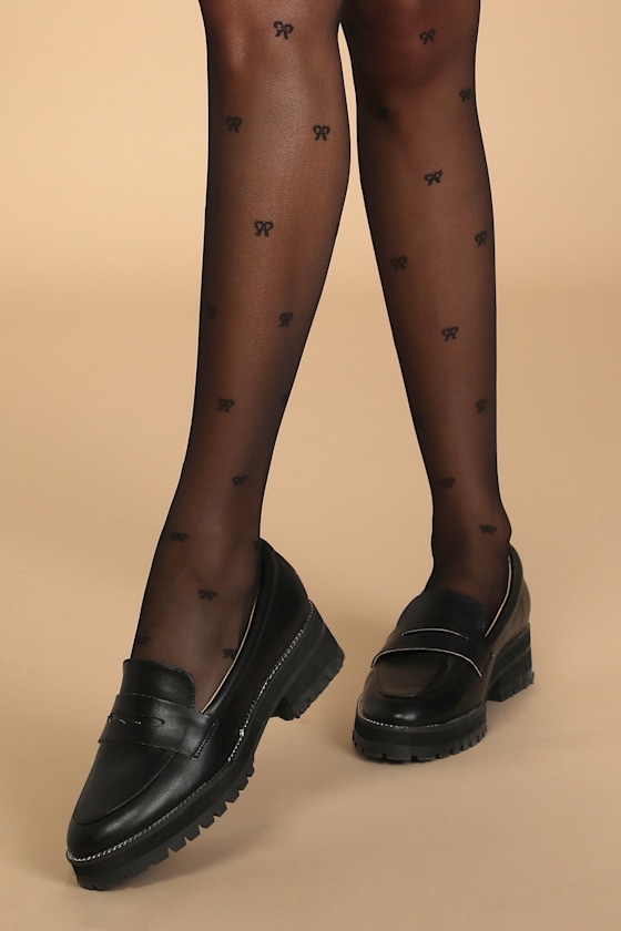 Wrapped Up With a Bow Black Sheer Tights 2