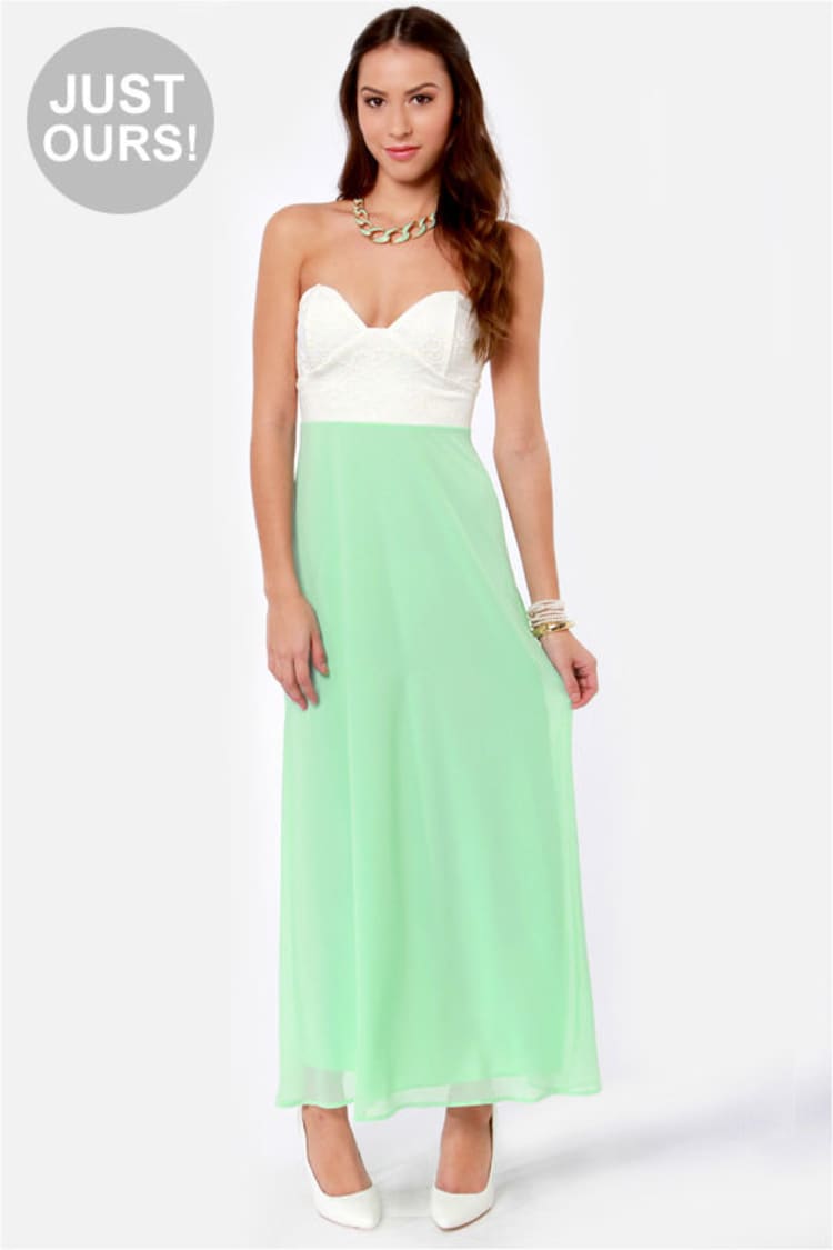 slim fit dress slacks Sage Green Tulle A-line Strapless Prom Dresses, MP936