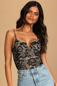 Flirty Touch Black Lace-Up Lace Bodysuit 5