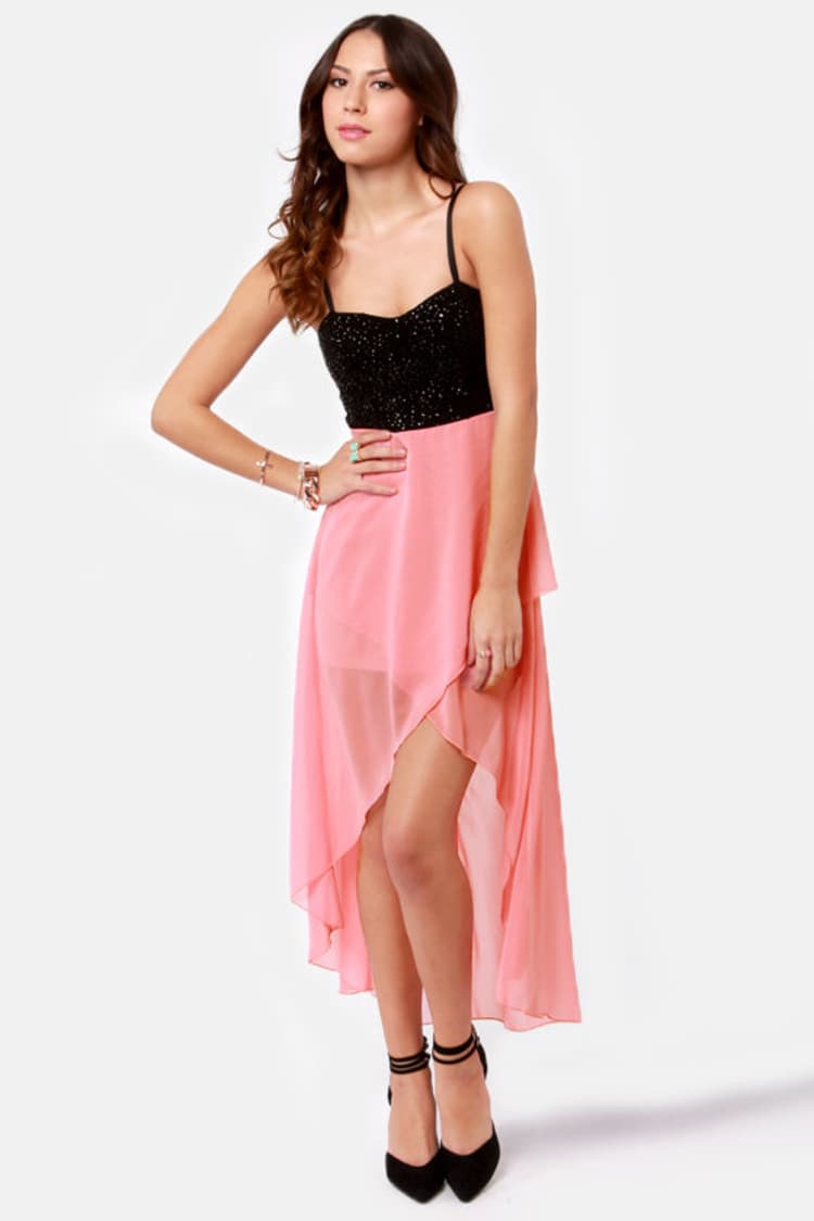 Pretty Pink Dress - High-Low Dress - Glitter Dress - $44.50 - Lulus