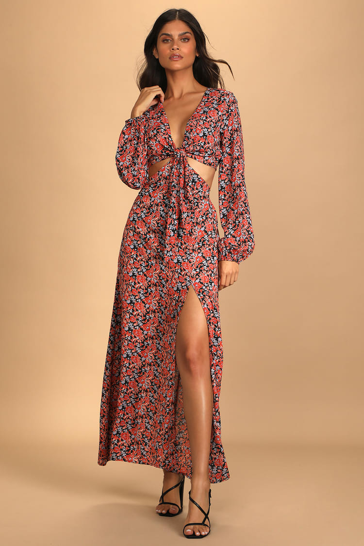 FLORAL CUT OUT MAXI DRESS – DDMINE