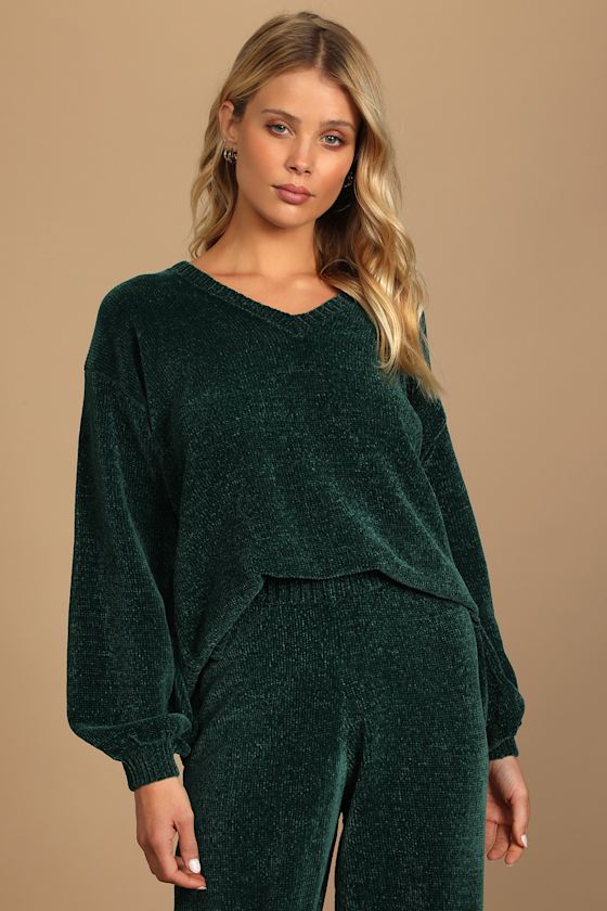 Weekend Chiller Emerald Green Chenille Knit Oversized Sweater 4