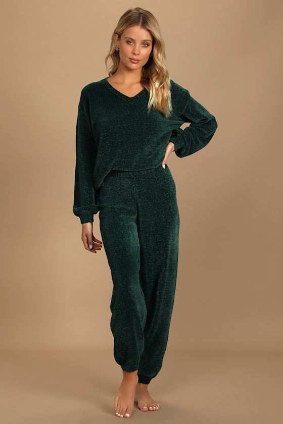 Weekend Chiller Emerald Green Chenille Knit Oversized Sweater 5