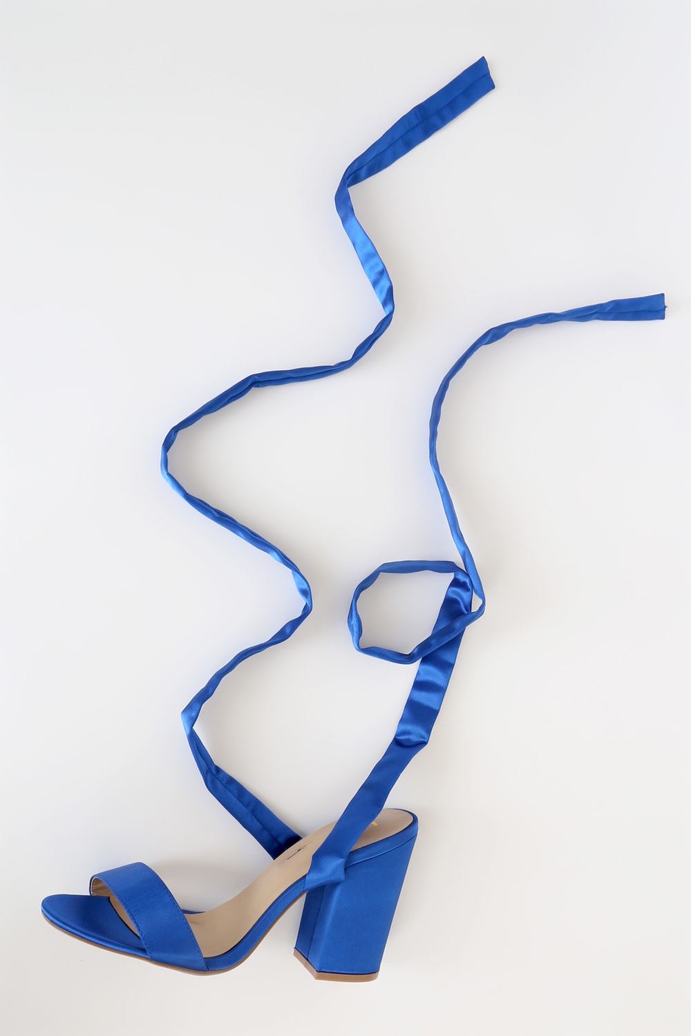 Alta Blue Satin Lace-Up Heels