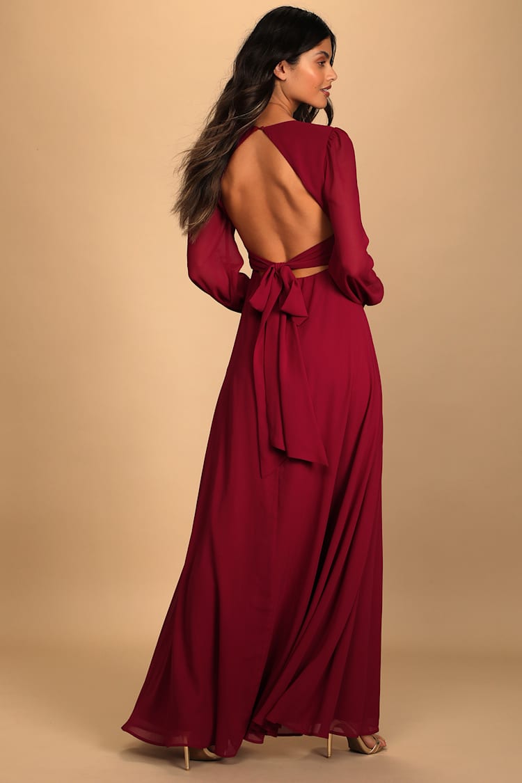 strapless open back dress Noelia Textured Jersey Open Back Maxi Dress in Fiery Red