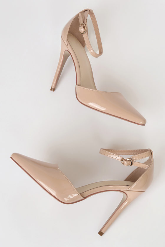 Junia Light Nude Patent Ankle Strap Pumps 5