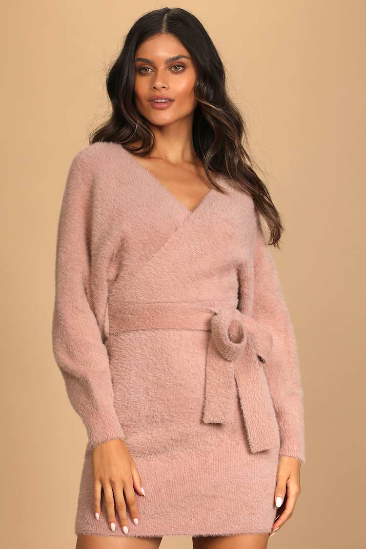 blush knit dress Pink Mini - Eyelash Dress - Sweater Mini Dress Christmas dresses
