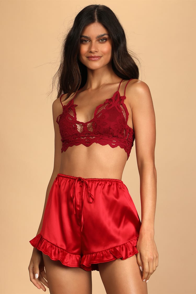 Pil salami forklædt Red Sleep Shorts - Satin Pajama Shorts - Women's Sleepwear - Lulus