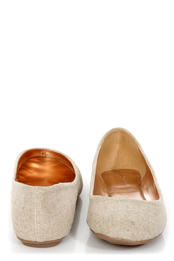 GoMax Sienna 22L Tan and Gold Fabric Ballet Flats