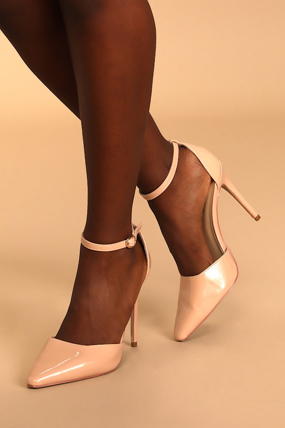 Junia Light Nude Patent Ankle Strap Pumps 5